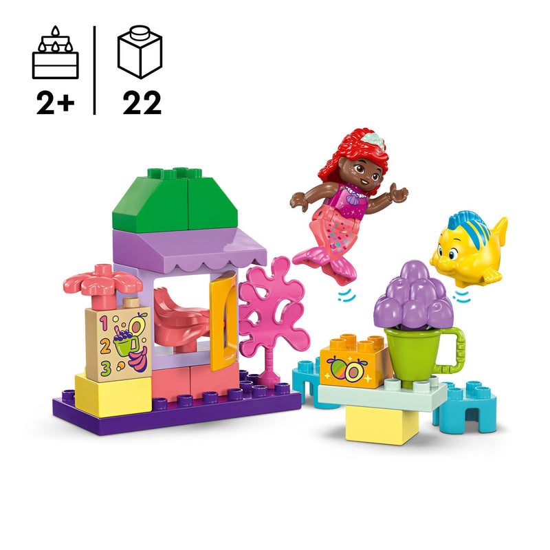 LEGO DUPLO | Disney Ariel and Flounder’s Café Stand, The Little Mermaid Building Toy for Kids, Girls & Boys Age 2, Toddler Learning Toys with Pretend Food, Educational Bricks Set, Birthday Gift 10420