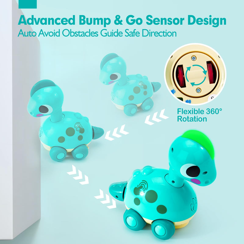 CubicFun Baby Crawling dinosaur toys for boys Baby Toys Musical Light Interactive Walking Sensory Toys Sound Toys Birthday Present Gifts for Kids Toddler Age 0-6 months 1 2 3 Years Old (Green) - Gift Guide