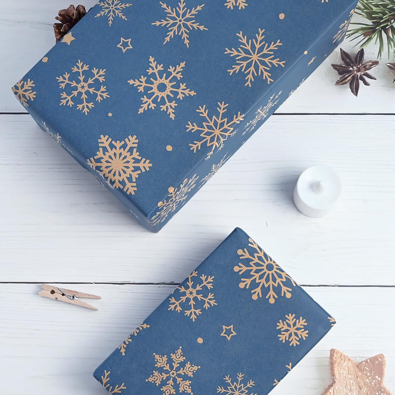 43cm *15m Christmas Snowflakes Wrapping Paper Roll,Topeedy Blue Recycle Gift Wrapping Paper,Suitable for Birthday,Christmas,Wedding,Festival Gift Decorations-snowflake - Gift Guide