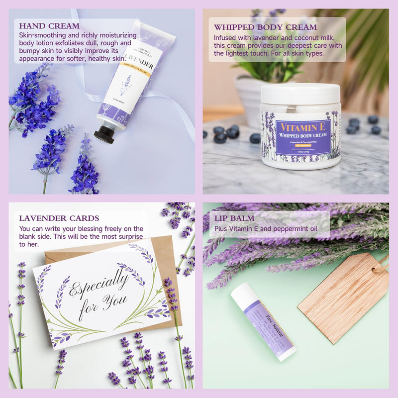 Birthday Gifts for Women, Lavender Pamper Gifts for Women, Care Package Relaxing Gifts, Lavender Spa Gifts Set, Self Care Gifts, Lavender Gift Basket Ideas for Women Her Friend Sister Mom Wife