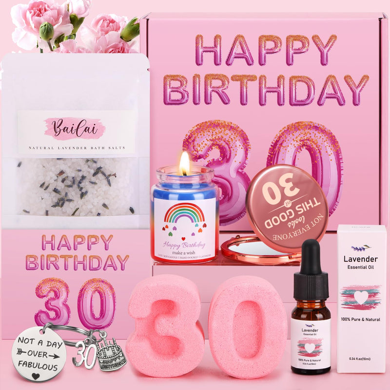 Bath Set 30th Birthday Gifts for Women, Unique Skin Care Happy 30th Birthday Hampers for Her Pamper Gifts Basket for 30 Year Old Women, Female 30th Birthday Presents Ideas for Women Best Friend Sister