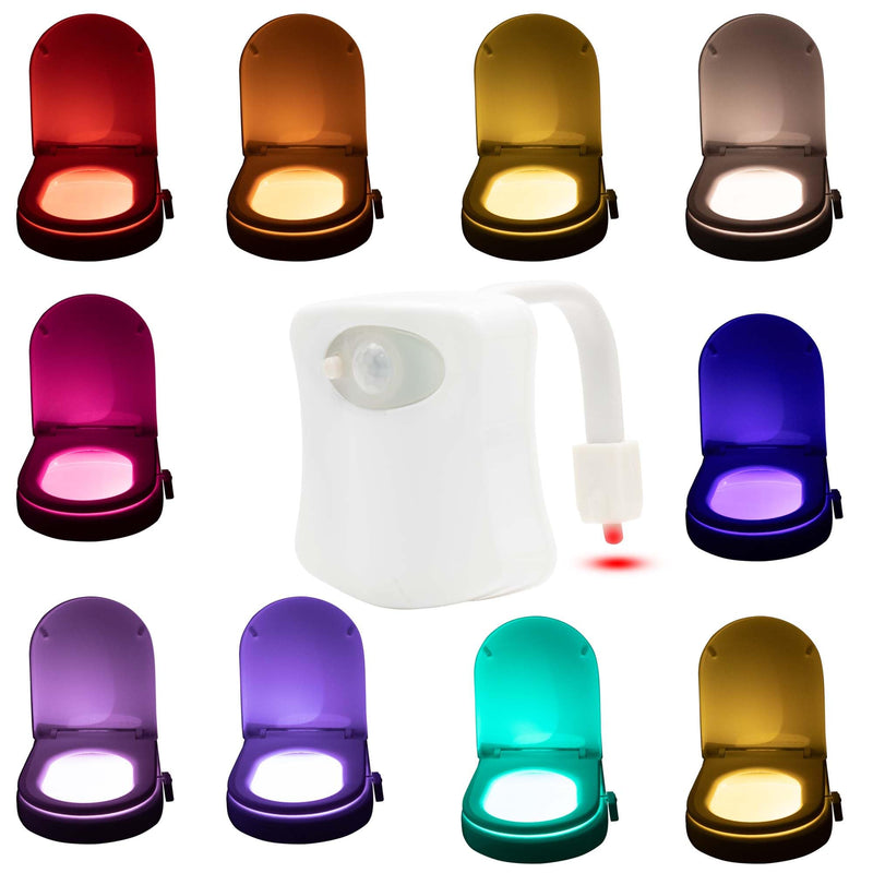 CUQOO Motion Sensor Toilet Night Light – 10 Colour LED | Hygienic, Battery Operated, Universal Fit | Easy Installation & Wide Angle Sensor | Smart New Home Gifts for Bathroom