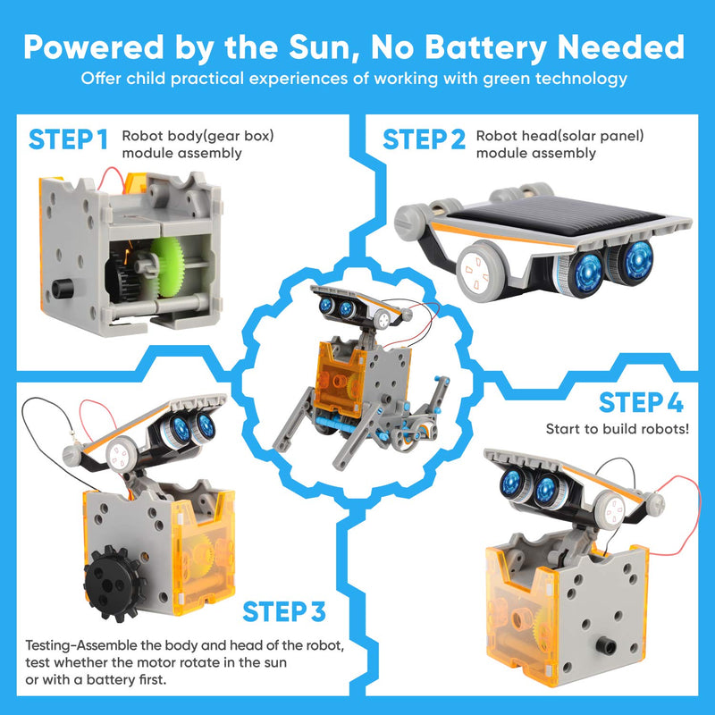 Sillbird STEM 12-in-1 Education Solar Robot Toys-190 Pieces DIY Building Science Experiment Engineering Kit for kids toys gifts for boys girls Aged 8 9 10 11 12+, Solar Powered by the Sun - Gift Guide