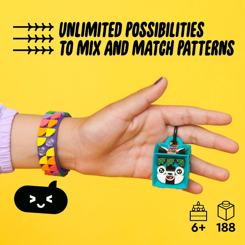 LEGO DOTS Neon Tiger Bracelet & Bag Tag 41945 DIY Craft Kit Bundle; A Creative Gift for Animal Fans Who Like to Make Keychain-Style Accessories; Fun Inspiration Set for Kids Aged 6+ (188 Pieces)