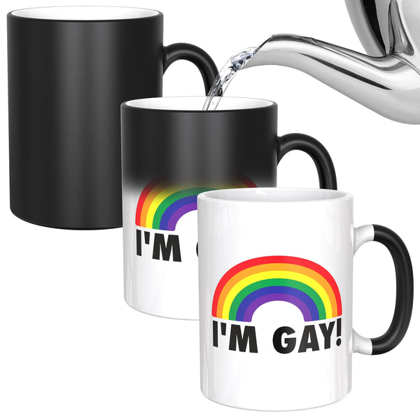 I'm Gay Rainbow Heat Change Mug - Funny Rude Mug | Message Appears as it Heats | Perfect Novelty Gag Gift, Best Funny Gifts and Pride Accessories.