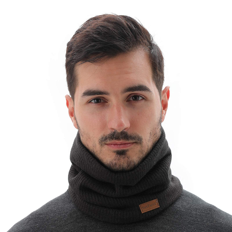 NovForth Winter Neck Warmer Fleece Lined Infinity Scarf Thicken Windproof and Dust Skiing Scarf Circle Scarf for Mens Womens Boys Girls Black(Size: Circumference19inchxDiameter9inch) - Gift Guide