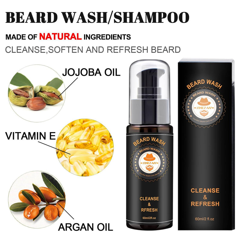 Upgraded Beard Grooming Kit w/Beard Conditioner,Beard Oil,Beard Balm,Beard Brush,Beard Wash,Beard Comb,Beard Scissor,Bag,E-Book,Beard Care Daddy Gifts for Men Him Dad Husband Boyfriend - Gift Guide