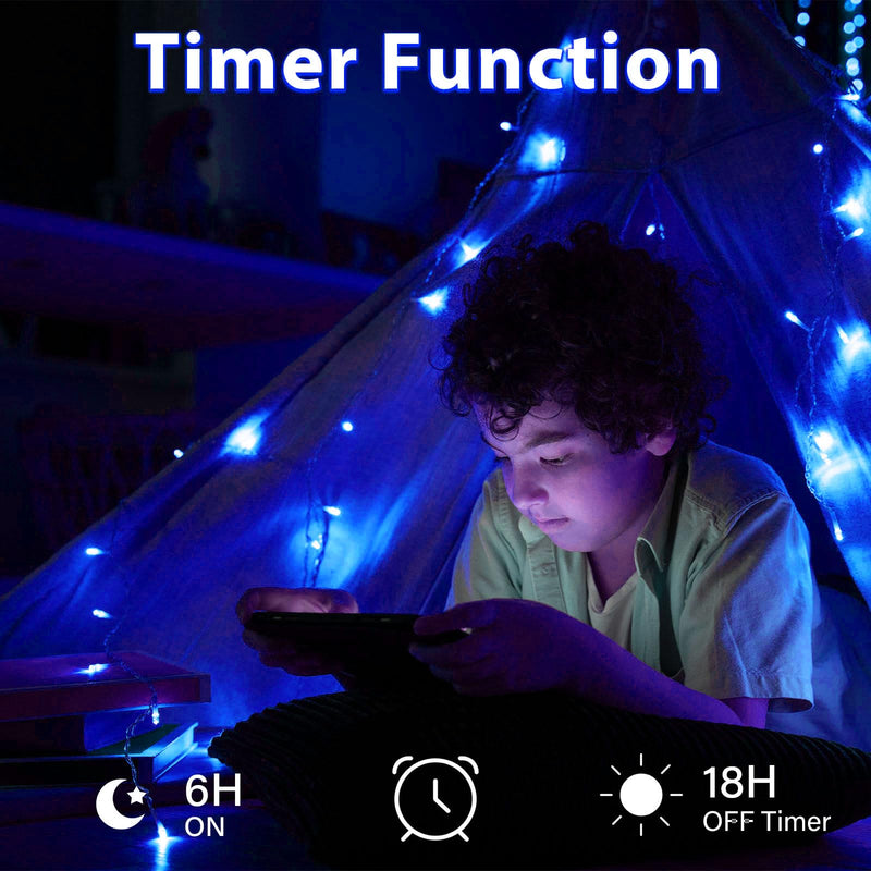 Dalugo Blue Battery Fairy Lights, 3M 30 LED Blue String Lights with 6h Timer, IP65 Waterproof Battery Powered Fairy Lights for Indoor Outdoor Christmas Decorations - Gift Guide