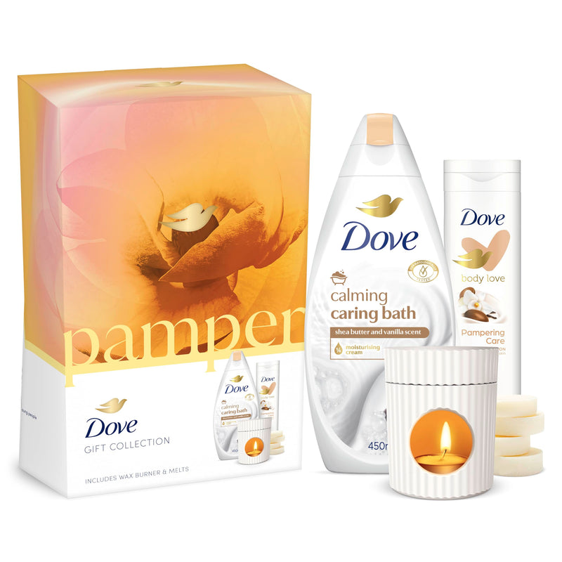 Dove Pamper Gift Collection Gift Set with a wax burner & melts perfect gifts for her 2 piece