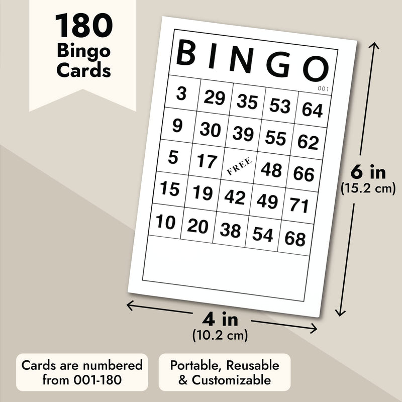 Classic Bingo Game for Adults and Kids, 180 Different Cards, Party Game, Family Game