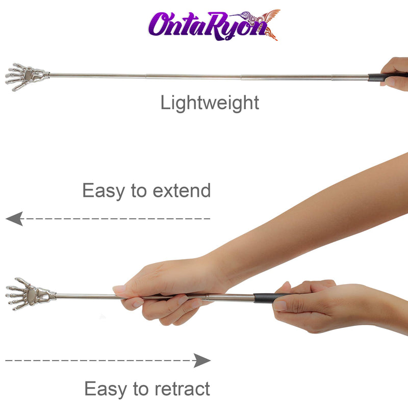 OntaRyon Telescopic Back Scratcher | Novelty Gifts for Men & Women | Portable Handheld Massage Stick | Small Stocking Fillers for Adults | Unusual & Funny Massager (Black)