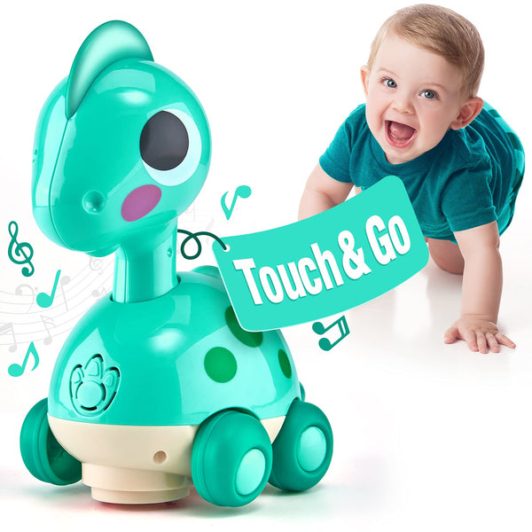 CubicFun Baby Crawling dinosaur toys for boys Baby Toys Musical Light Interactive Walking Sensory Toys Sound Toys Birthday Present Gifts for Kids Toddler Age 0-6 months 1 2 3 Years Old (Green) - Gift Guide