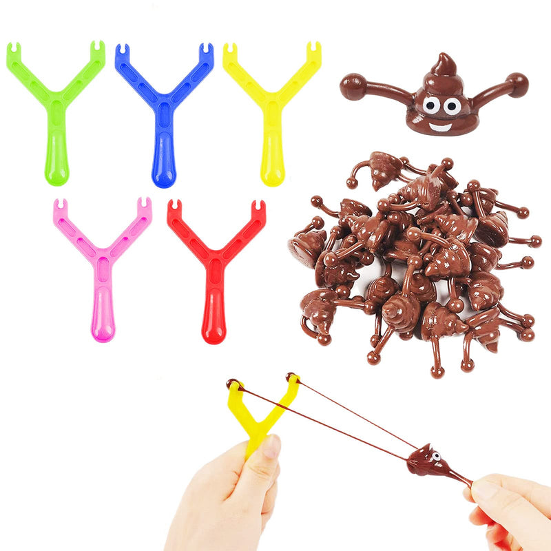 Funny Poo Slingshot Toy Set- 5 Slingshot &15 Poo Bullets Mochi Squishy Toy,Poop Finger Shooting Slingshot Prank Toy,Party Bag Fillers for Kids Adults Birthday Joke Prank Toys Gift,Xmas Stocking Filler - Gift Guide