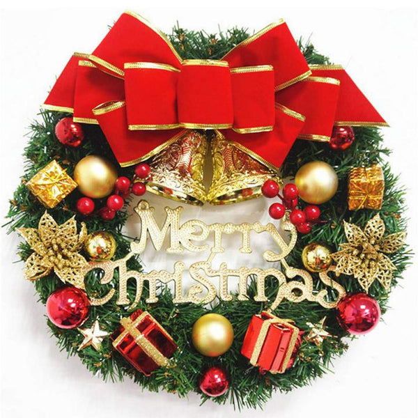 AICHUAN Door Wreath Christmas Christmas Decoration Wreath Christmas Wreath Christmas Wreath Christmas Garland with Bells Christmas Decorative Wreath 30CM Bow Christmas Decoration (B) - Gift Guide