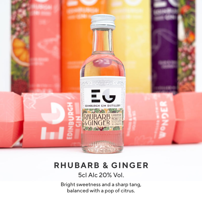 Gin Crackers by Edinburgh Gin - Christmas Gin Alcohol Crackers, Luxury Flavoured Gin 4x 5cl, 20% ABV Orange Blossom, Elderflower, Plum & Vanilla, Rhubarb and Ginger Gin Liqueur - Mini Cracker Gin Gift