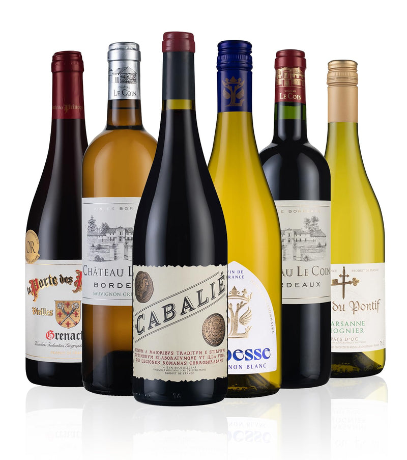 Laithwaites Best of French Selection - Case of 6 & 12 Available - Mixed Bottles, Red and White Wine Variety (75cl) - Abbesse Sauvignon Blanc, Chateau Le Coin Bordeaux, Cabalie & More (Case of 6)