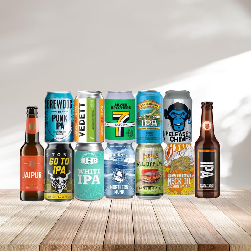 12 Craft IPA Beer Gift Set Mixed Case of IPA Beers with Branded Glass - Premium Selection, Gifts For Him, For Her, Christmas, Father's Day, Birthday's - Gift Guide