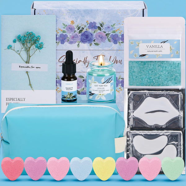 Vanilla Bath Sets Birthday Pamper Gifts for Women Her, Unique Skin Care Self Care Package for Her Relaxation Spa Set Ladies Pamper Hampers Kit Birthday Gifts Ideas for Women Best Friend Bestie Auntie