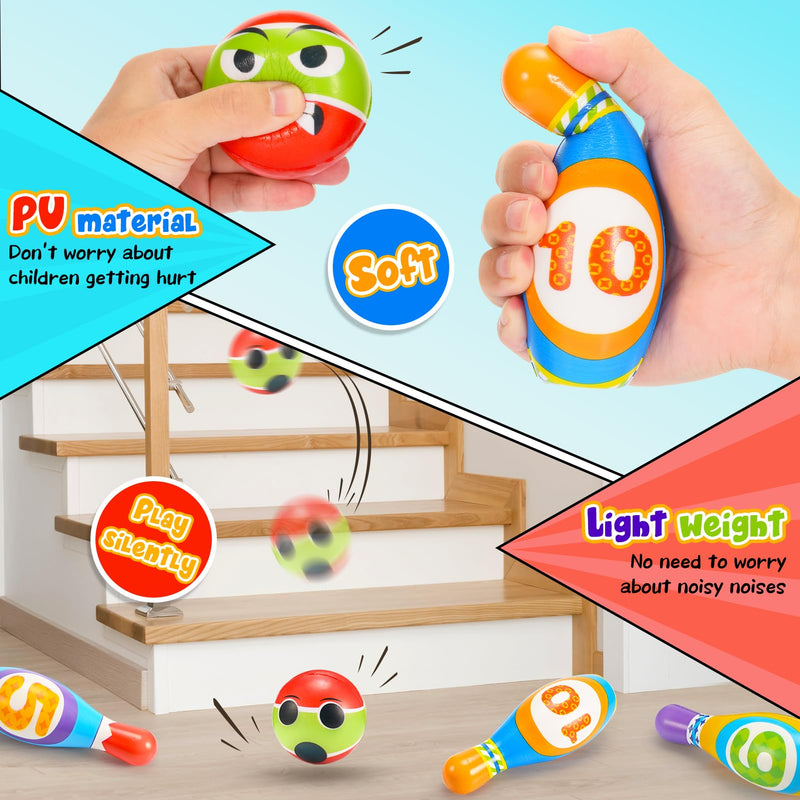 Qukir Bowling Set Kids, Toys for 2 3 4 Year Old Boy Girl Gift for 1-6 Year Olds Boys Toys Age 3-5 Toddler Toys Kids Toys Age 2-6 Outdoor Toy for 1-3 Year Old Learning Toy for 2 Year Old Kid Garden Toy