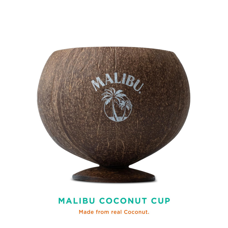 Malibu Rum Gift Set - 5cl Malibu Coconut Rum, Real Coconut Cup & 2x Cocktail Straws - Cocktail Rum Gifts for Men, Alcohol Gifts for Women, Christmas - 2023 Version