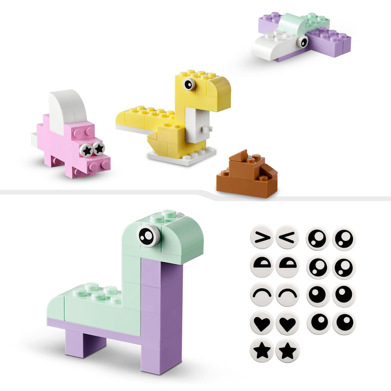 LEGO Classic Creative Pastel Fun Bricks Box, Building Toys for Kids, Girls, Boys Aged 5 Plus with Models; Ice Cream, Dinosaur, Cat & More, Creative Learning Gift 11028