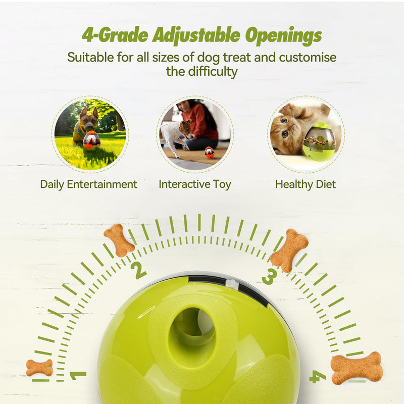 Zellar Treat Dispensing Dog Toy - Dog Treat Ball/Food Dispenser/Interactive Toys/Slow Eating Treat Ball for Small Medium Dogs and Cats (Green) - Gift Guide