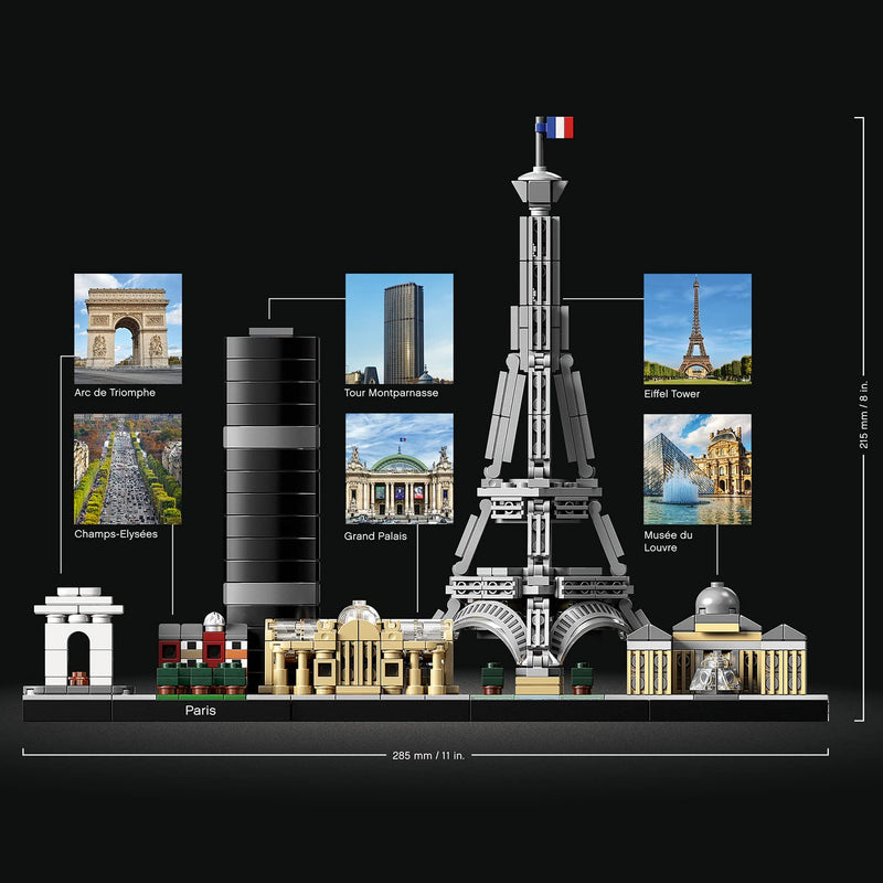 LEGO Architecture Paris Model Building Set for Adults with Eiffel Tower and The Louvre Model, Skyline Collection, Office Home Décor, Collectible Gift Idea for Women, Men, Her or Him 21044