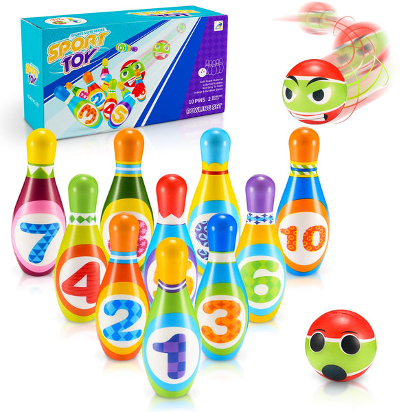 Qukir Bowling Set Kids, Toys for 2 3 4 Year Old Boy Girl Gift for 1-6 Year Olds Boys Toys Age 3-5 Toddler Toys Kids Toys Age 2-6 Outdoor Toy for 1-3 Year Old Learning Toy for 2 Year Old Kid Garden Toy