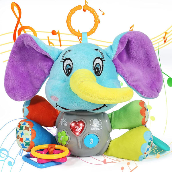 Baby Newborn Toddler Boy Girl Toys Gifts 0-3 3-6 6-12 Months, Luminous Plush Elephant Music Toy, as a Teething Toy, Apply for Car Seats, Cribs and Strollers, Toys for 1-2 Year old Girls Boys - Gift Guide