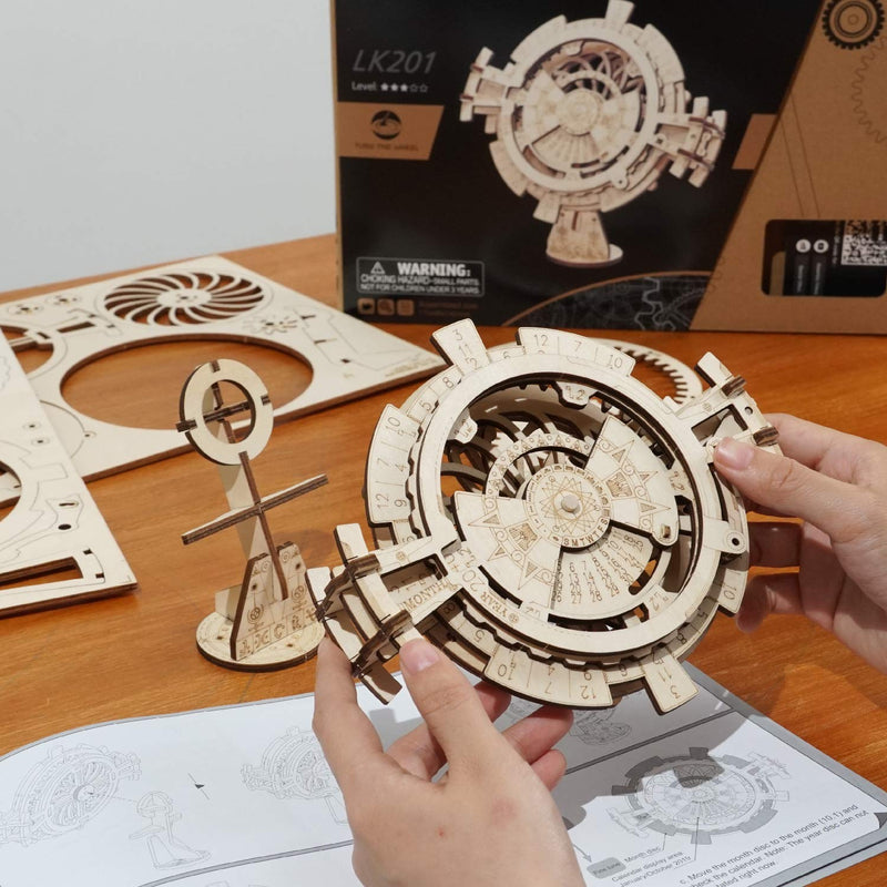 ROKR Perpetual Calendar 3D Wooden Puzzles/Mechanical Models/Propelled Model Mechanical Model Construction Kits For Teens and Adults