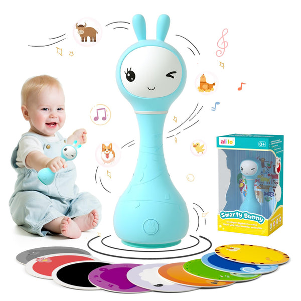 alilo Smarty Bunny Baby Rattle Musical Light Up Sensory Toys, Infants Newborns Baby Teething Toys 0-3-6-7-12 Months,1 Year Old boy/Girl Gifts 4 Music Modes and Color Recognition Function - Gift Guide