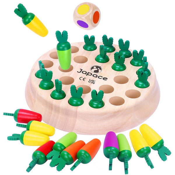 Japace Carrot Memory Chess Board Game, Wooden Memory Game for Kids Training Concentration & Logical Thinking, Montessori Educational Wooden Toys Children's Games for 3 4 5 6+ Year Olds Boy Girl Gift - Gift Guide