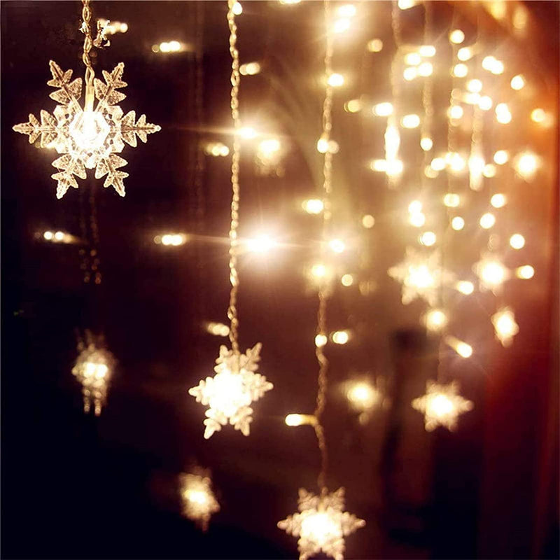 OAICIA LED Curtain String Lights, 96 LED 3.5M Fairy Snowflake Lights, Christmas Lights 4 Flashing Modes,Waterproof Light for Christmas Window, Garden, Party, Patio Decoration - Gift Guide