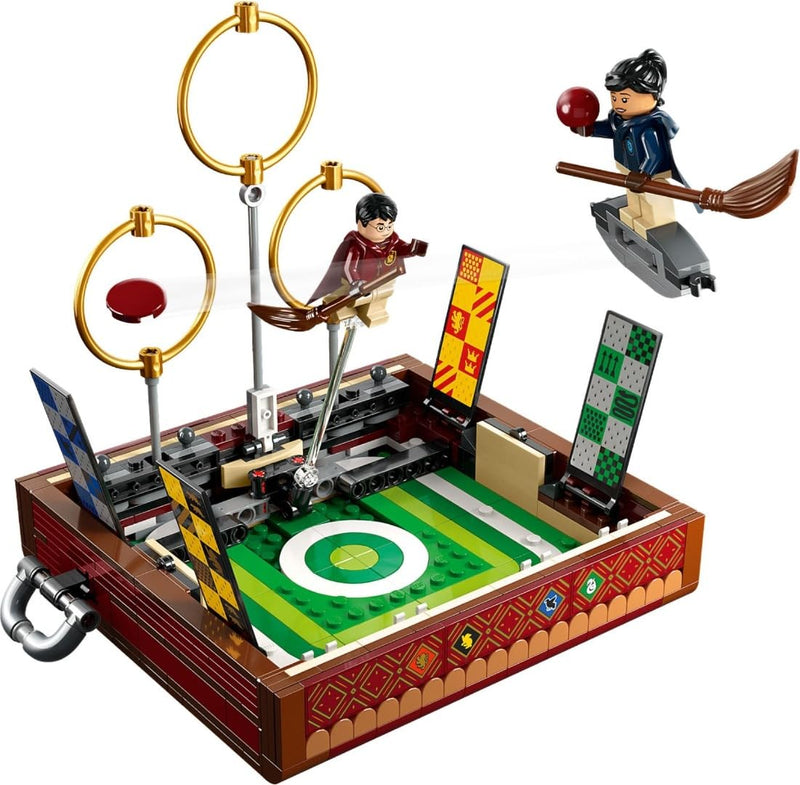 LEGO Harry Potter Quidditch Trunk, Play 3 Different Quidditch Games, Solo or 2-Player Game Set with Draco Malfoy, Cedric Diggory, Cho Chang Minifigures and Golden Snitch, Portable Travel Toy 76416