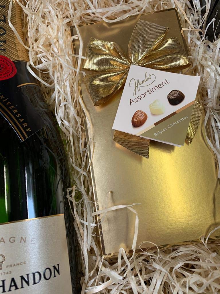Champagne Gift Set - Moet and Chandon Champagne and Chocolates Gift Hamper Box - Birthday Gift Sets for Women, Men, Couples or Best Friend