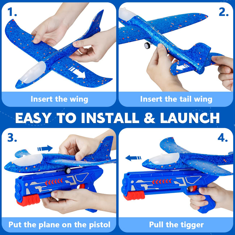 Winstico Boys Toys Age 4 5 6 7 8 9 Year Old Boy Gifts, Airplane Launcher Toy with 3 Pack Foam Glider Planes, Outdoor Garden Toys Birthday Present Gift for Kids Age 3 4 5 6 7 8 9 Year Old Boys - Gift Guide
