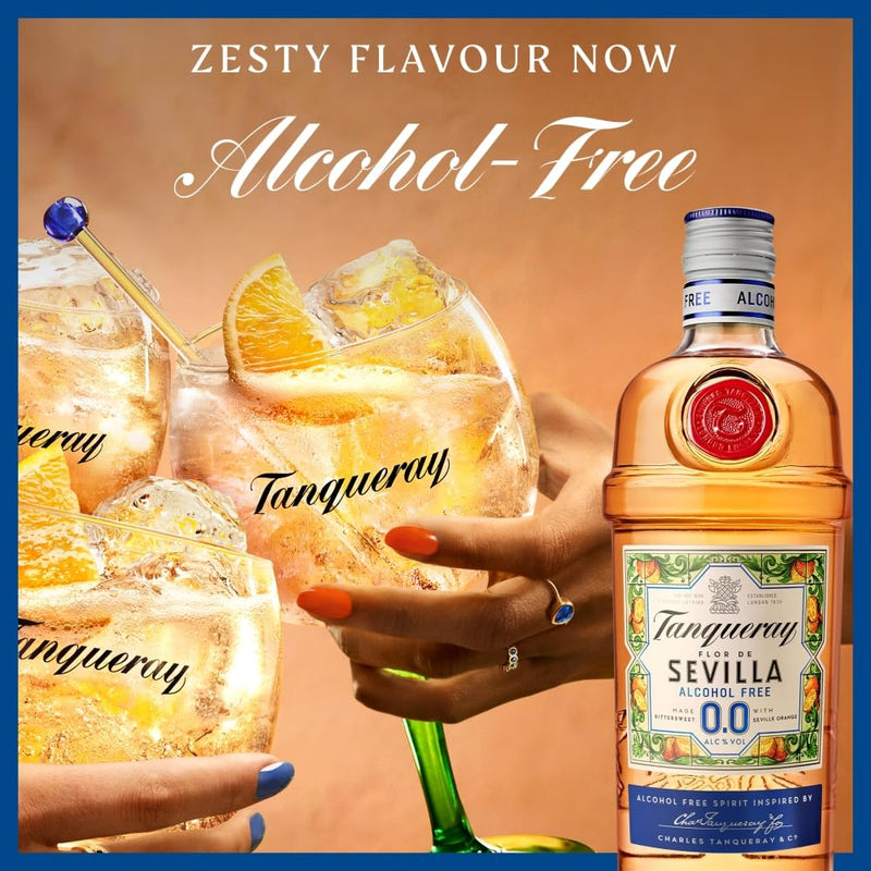 Tanqueray Flor De Sevilla Alcohol Free Spirit | 0% vol | 70cl | Zesty Taste of Seville Orange & Gin Botanicals | Bold &Bittersweet | Enjoy in a Gin Glass with Tonic