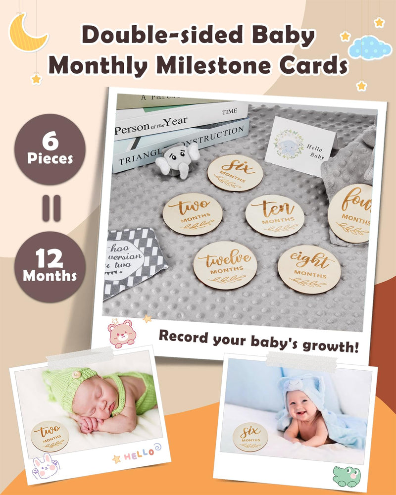 Lictin Baby Gift Set for Boys Girls, 14PCS Baby Shower Gifts, Neutral Newborn Gifts Basket with Baby Blanket, Wooden Monthly Milestone Cards, Elephant Security Blanket (Grey, 14pcs) - Gift Guide