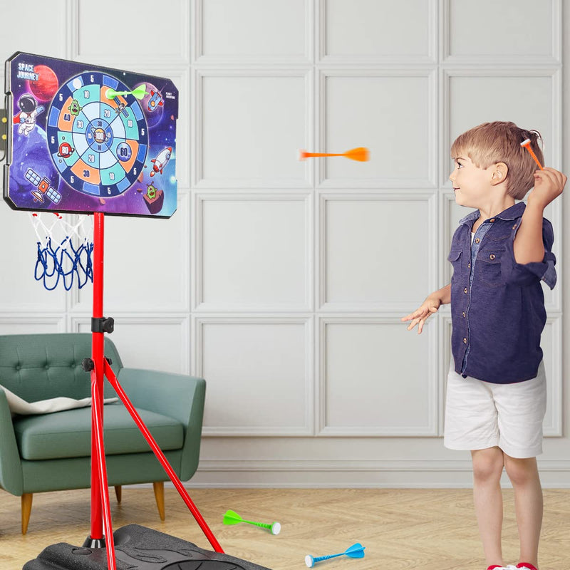 Kids Basketball Hoop and Stand - Portable Basketball Stand Set with 3 Balls 34.7-74.8 inch Adjustable Outdoor & Indoor Ball Games for Kids Toddlers Boys