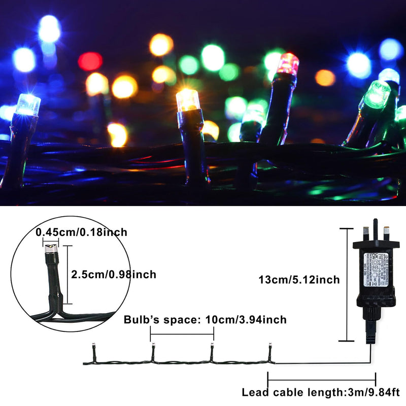 YOSION 10M LED String Fairy Lights On Dark Green Cable with Various Light Effects, Ideal for Christmas Tree, Xmas, Party,Wedding,ETC (Multi-Colored, 100 LEDs) - Gift Guide