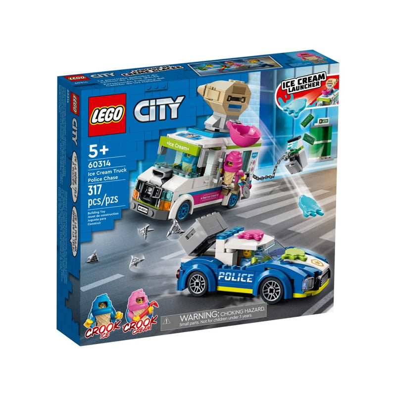 LEGO 60314 City Ice Cream Truck Police Chase Van Car Toy for Kids, Girls and Boys age 5 Plus Years Old with Splat Launcher & Interceptor Vehicle