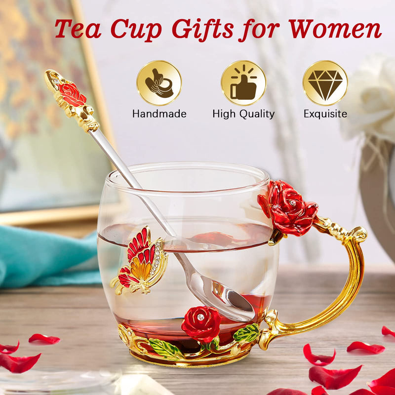 OEAGO Christmas Gifts for Her Women, Tea Cups Butterfly Flower Enamel Mug, Secret Santa Gifts for Women, Mum Christmas Gifts for Valentines Day Christmas Mothers Day - Gift Guide