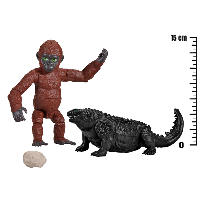 Godzilla x Kong: The New Empire, 3.5-Inch Suko and Titanus Doug Action Figure Toys, Iconic Collectable Movie Characters, Includes Signature Handheld Boulder, Toy Suitable for Ages 4 Years+