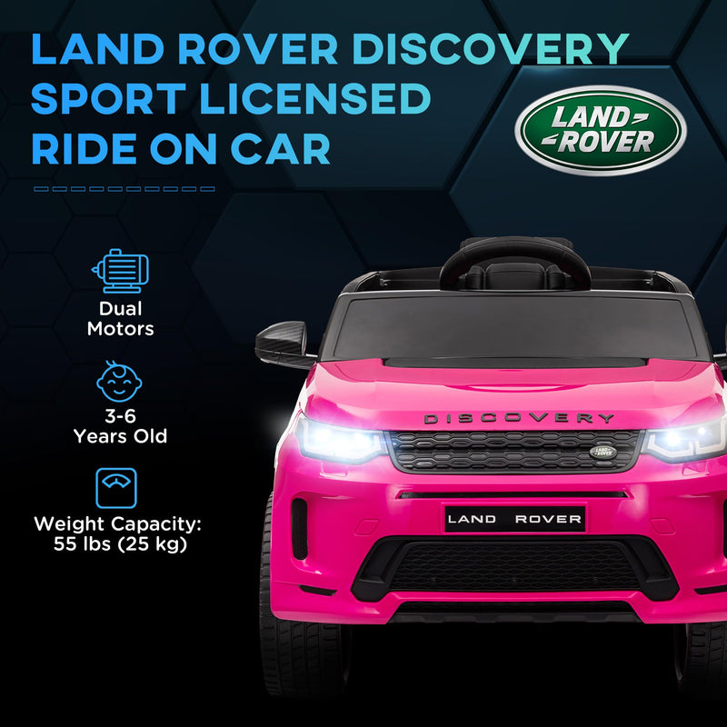 AIYAPLAY Land Rover Discovery Sport Licensed Kids Electric Car, 12V Ride on Car with Remote Control, LED Lights Music Horn, for 3-6 Years - Pink