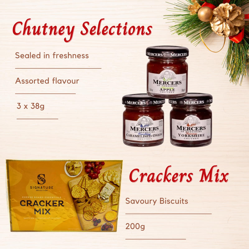 Cheese Hampers Gift Set - 3x Cheese Truckle Selection, Chutney, Cheese Crackers & Christmas Card - Cheese Gift Set, Cheeseboard Gift Set, Christmas Hamper, Cheese Hampers for Men, Cheese Selection Box - Gift Guide