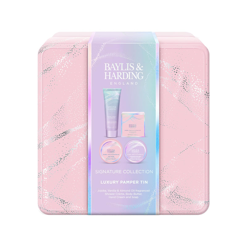 Baylis & Harding Jojoba, Vanilla & Almond Oil Luxury Pamper Tin Gift Set - Vegan Friendly (Pack of 1)