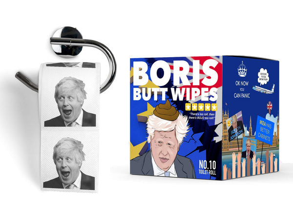 Boris Johnson Toilet Paper - Funny Printed Loo Roll in Novelty Gift Box - Brexit Special Boris Butt Wipes