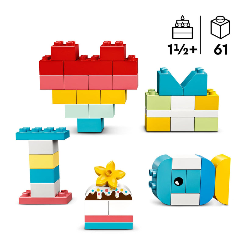 LEGO 10909 DUPLO Classic Heart Box, First Bricks Building Toy, Educational Activity and Development Set, Early Learning Toys for Toddlers 1.5-3 Years Old