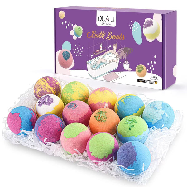 Bath Bombs Gift Set DUAIU 14Pcs Natural Bath Bomb Set Organic Bubble Bath Bombs with Essential Oil Gifts for Her Birthday Anniversary Valentines Mothers Day Gifts for Women Mom Girls - Gift Guide