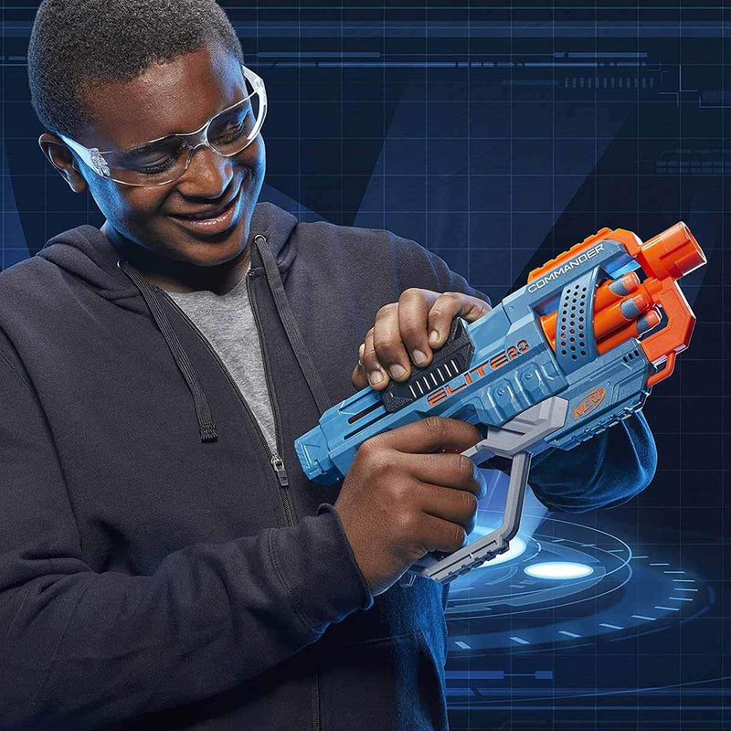 Nerf Elite 2.0 Commander RD-6 Dart Blaster, 12 Nerf Elite Darts, 6-Dart Rotating Drum, Outdoor Toys For 8 Plus Year Old Boys & Girls